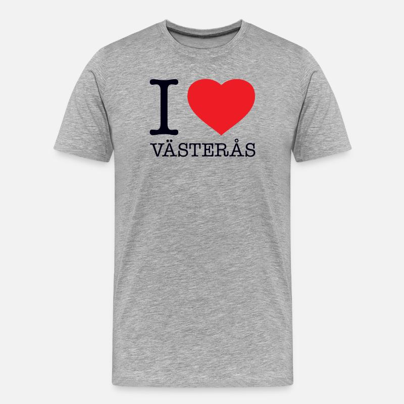 I LOVE VÄSTERÅS - Männer Premium Bio T-Shirt - Grau meliert