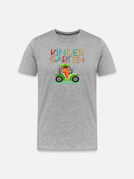 Kindergarten Kind Traktor - Männer Premium Bio T-Shirt - Grau meliert