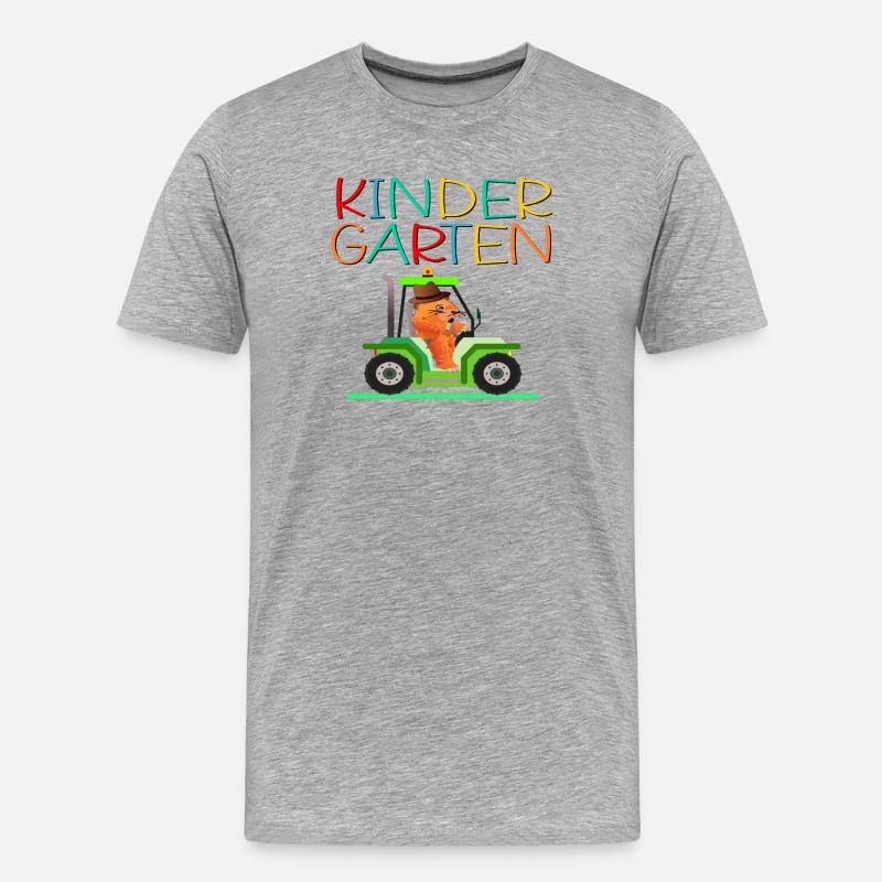 Kindergarten Kind Traktor - Männer Premium Bio T-Shirt - Grau meliert