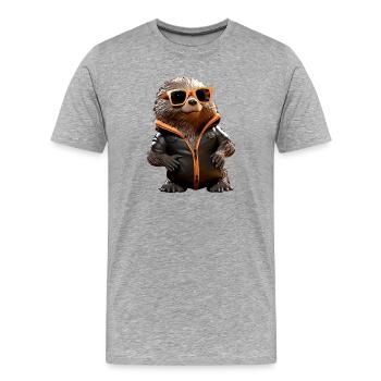 Mole with sunglasses Love Cute Moles - Men's Premium Organic T-Shirt - heather grey - Front - Damien (186cm)
