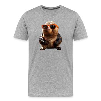 Mole with sunglasses Love Cute Moles - Men's Premium Organic T-Shirt - heather grey - Front - Damien (186cm)