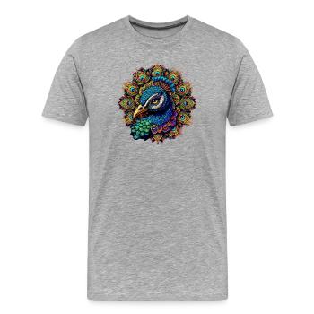 Pfau mit Mandalas verziert - Männer Premium Bio T-Shirt - Grau meliert - Vorne - Damien (186cm)