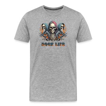 Rock Leben - Männer Premium Bio T-Shirt - Grau meliert - Vorne - Damien (186cm)