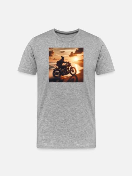 Motorcycle Old Sunset 2 - Men's Premium Organic T-Shirt - heather grey