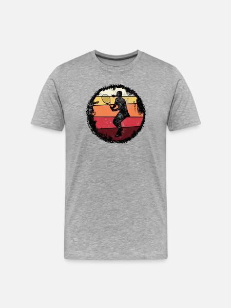 Retro Tennis Sunset Silhouette - Men's Premium Organic T-Shirt - heather grey