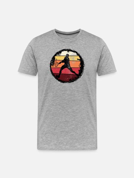 Retro Sunset Tennis Silhouette - Men's Premium Organic T-Shirt - heather grey