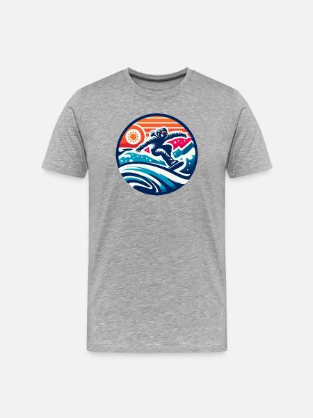 Expression Graphique d'un Snowboarder - T-shirt bio Premium Homme - gris chiné