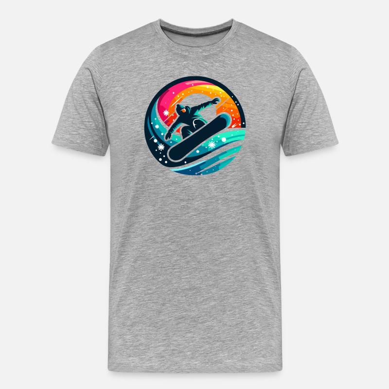 Vibrations de l'Évolution du Snowboard - T-shirt bio Premium Homme - gris chiné