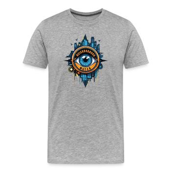 Œil de surveillance de quartier - T-shirt bio Premium Homme - gris chiné - Devant - Damien (186cm)
