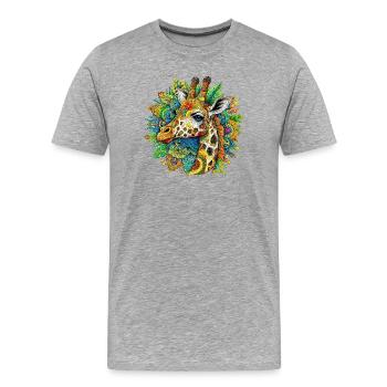 Giraffe decorated with Mandalas - Men's Premium Organic T-Shirt - heather grey - Front - Damien (186cm)