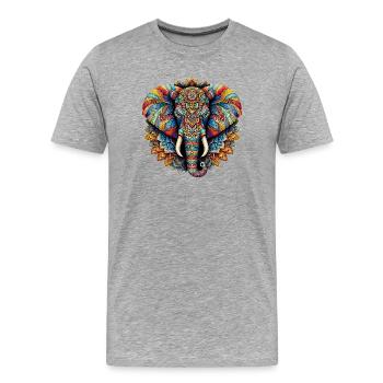 Elephant decorated with Mandalas - Men's Premium Organic T-Shirt - heather grey - Front - Damien (186cm)