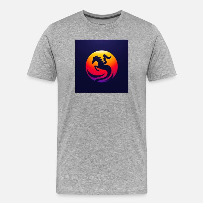 Reiterin auf Pferd 3 - Männer Premium Bio T-Shirt - Grau meliert