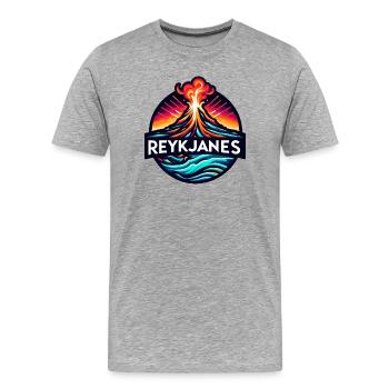 Ausbruch des Vulkans Reykjanes in Island. Vulkan - Männer Premium Bio T-Shirt - Grau meliert - Vorne - Damien (186cm)