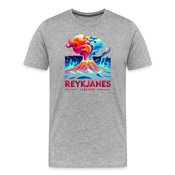 Éruption du volcan de Reykjanes, Islande - T-shirt bio Premium Homme - gris chiné - Devant - Damien (186cm)