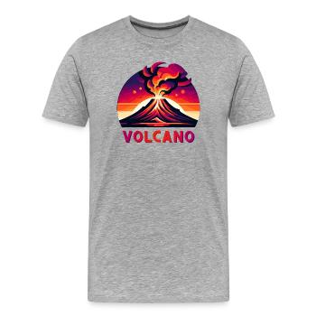 Illustration du volcan d’éruption vive - T-shirt bio Premium Homme - gris chiné - Devant - Damien (186cm)