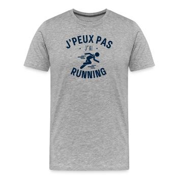 J peux pas j ai Running - T-shirt bio Premium Homme - gris chiné - Devant - Damien (186cm)