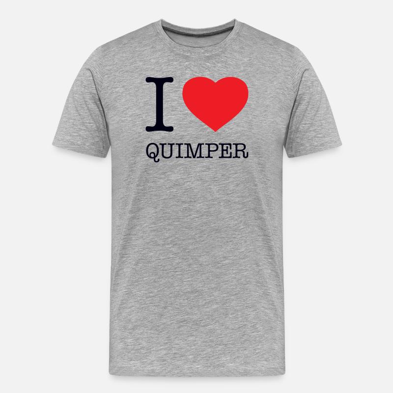 I LOVE QUIMPER - Männer Premium Bio T-Shirt - Grau meliert