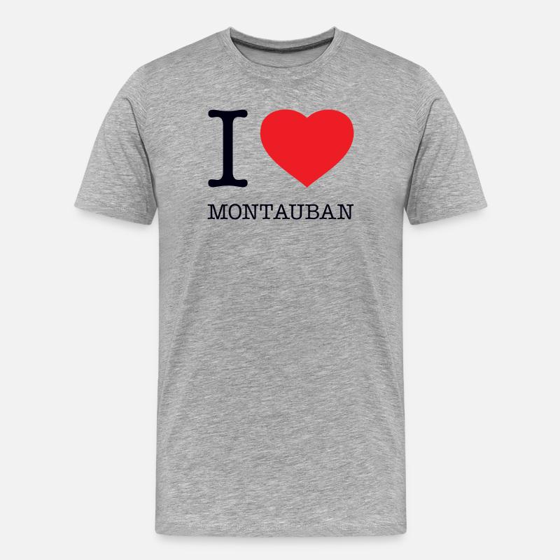 I LOVE MONTAUBAN - Männer Premium Bio T-Shirt - Grau meliert