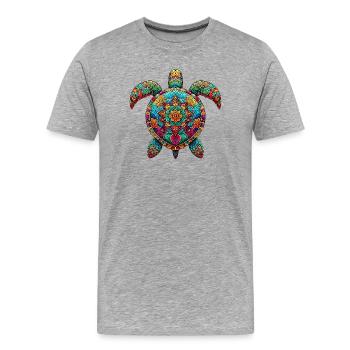 Meeresschildkröte mit Mandalas verziert - Männer Premium Bio T-Shirt - Grau meliert - Vorne - Damien (186cm)