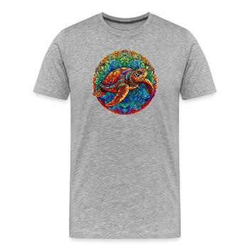Meeresschildkröte mit Mandalas verziert - Männer Premium Bio T-Shirt - Grau meliert - Vorne - Damien (186cm)