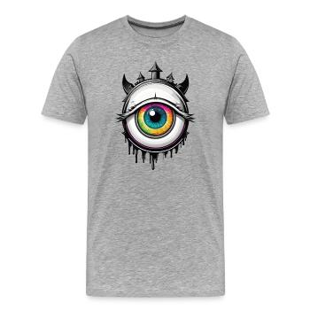 Oeil avec cornes - T-shirt bio Premium Homme - gris chiné - Devant - Damien (186cm)