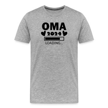 Oma 2024 - Oma werden - Männer Premium Bio T-Shirt - Grau meliert - Vorne - Damien (186cm)