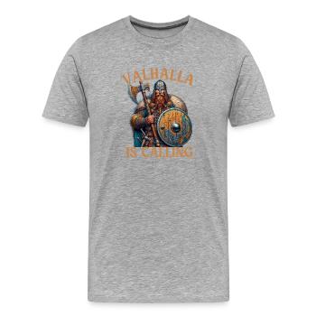 Valhalla is Calling - Männer Premium Bio T-Shirt - Grau meliert - Vorne - Damien (186cm)
