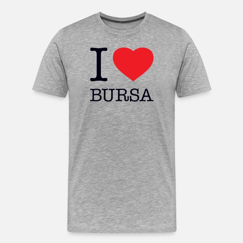 I LOVE BURSA - Männer Premium Bio T-Shirt - Grau meliert
