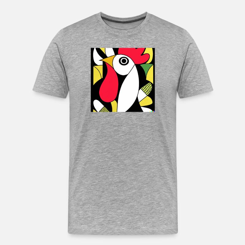 Kubistischer Coq - Männer Premium Bio T-Shirt - Grau meliert