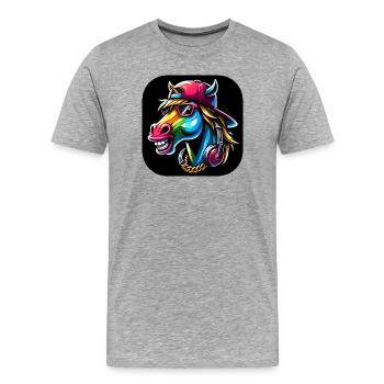Cartoon Horse Rapper Colorful - Men's Premium Organic T-Shirt - heather grey - Front - Damien (186cm)