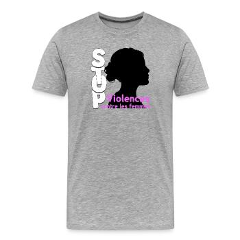 Unterstützung von Frauen gegen Gewalt - Männer Premium Bio T-Shirt - Grau meliert - Vorne - Damien (186cm)