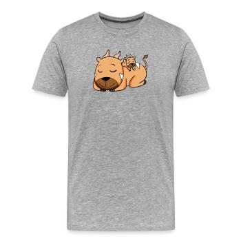 Famille d’antilopes - Antilope avec bébé - T-shirt bio Premium Homme - gris chiné - Devant - Damien (186cm)