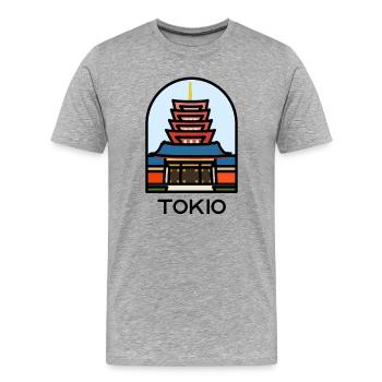 Tokyo - Senso-ji Temple - Men's Premium Organic T-Shirt - heather grey - Front - Damien (186cm)
