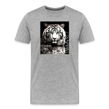 Weißer Tiger - Männer Premium Bio T-Shirt - Grau meliert - Vorne - Damien (186cm)
