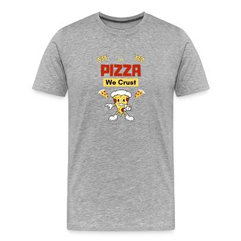 Dans la Pizza on fait une croûte - T-shirt bio Premium Homme - gris chiné - Devant - Damien (186cm)