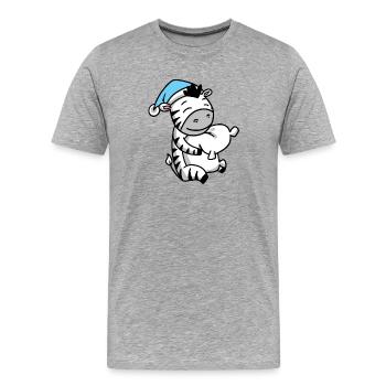 Zèbre avec oreiller et bonnet de somnolence - T-shirt bio Premium Homme - gris chiné - Devant - Damien (186cm)
