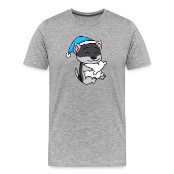 Siberian Husky Sleeping Fatigue Dog - Men's Premium Organic T-Shirt - heather grey - Front - Damien (186cm)