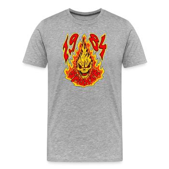 Smoker-Feuermonster, 84' Abschläge - Männer Premium Bio T-Shirt - Grau meliert - Vorne - Damien (186cm)
