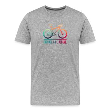 Explore Ride Repeat - a project for the cyclist - Men's Premium Organic T-Shirt - heather grey - Front - Damien (186cm)