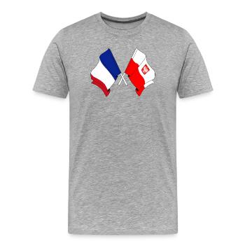 Drapeau de la France et drapeau de la Pologne - T-shirt bio Premium Homme - gris chiné - Devant - Damien (186cm)