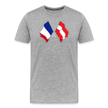 Drapeau de la France et drapeau de l’Autriche - T-shirt bio Premium Homme - gris chiné - Devant - Damien (186cm)