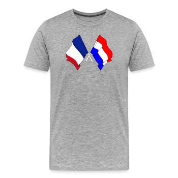 Flagge Frankreichs und Flagge der Niederlande - Männer Premium Bio T-Shirt - Grau meliert - Vorne - Damien (186cm)