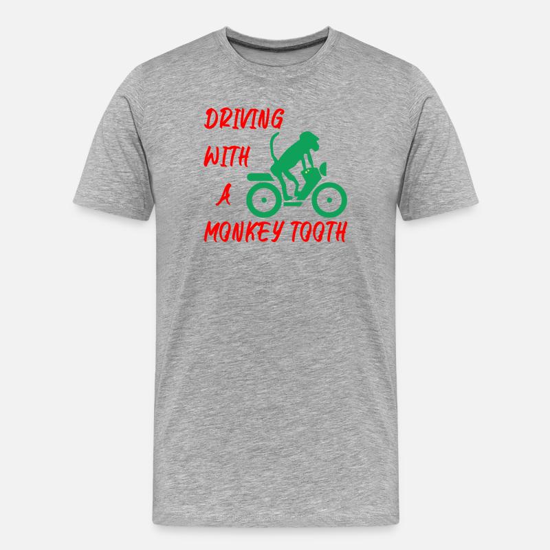 Driving with a monkey tooth - Affenzahn - Männer Premium Bio T-Shirt - Grau meliert