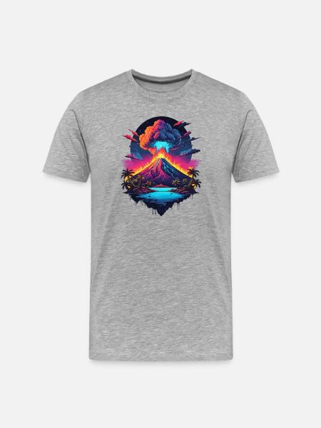 Volcano Eruption - Men's Premium Organic T-Shirt - heather grey