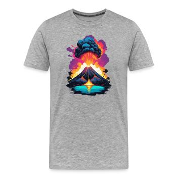Volcano Eruption - Men's Premium Organic T-Shirt - heather grey - Front - Damien (186cm)