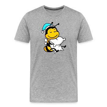Abeille avec oreiller et bonnet somnolent - T-shirt bio Premium Homme - gris chiné - Devant - Damien (186cm)