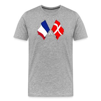 Drapeau de la France et drapeau du Danemark - T-shirt bio Premium Homme - gris chiné - Devant - Damien (186cm)