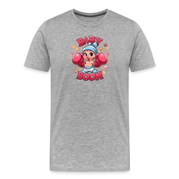 Baby Boom - Men's Premium Organic T-Shirt - heather grey - Front - Damien (186cm)