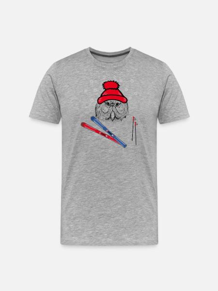 Skispringer, Wintersport - Männer Premium Bio T-Shirt - Grau meliert
