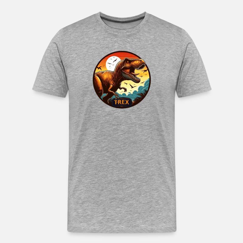 Dinosaurier T-Rex Logo - Männer Premium Bio T-Shirt - Grau meliert